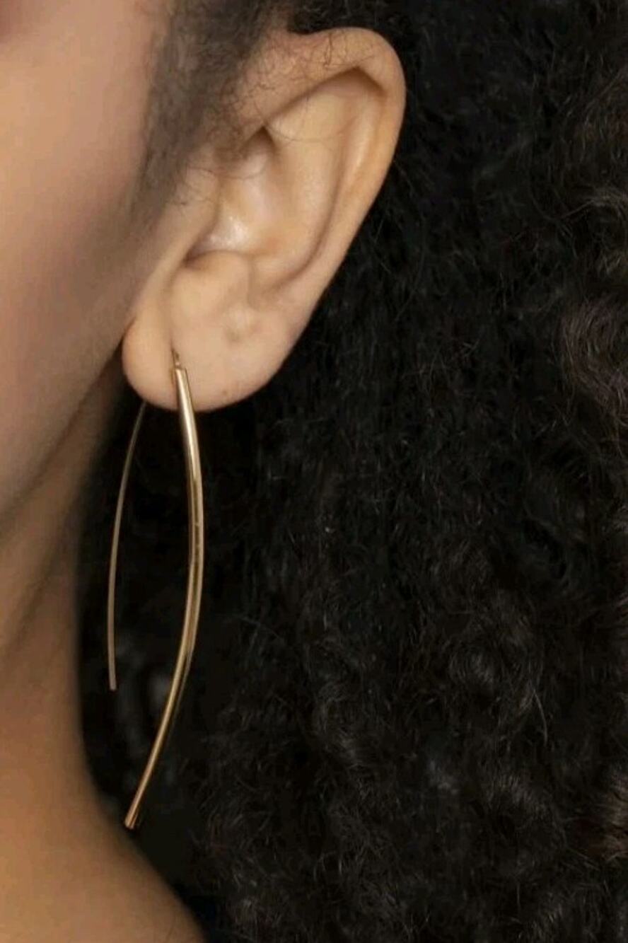 SOKO NEW "Bow Earrings" 24k Plate Gold Arc Threader Half Hoop Minimalist Femme